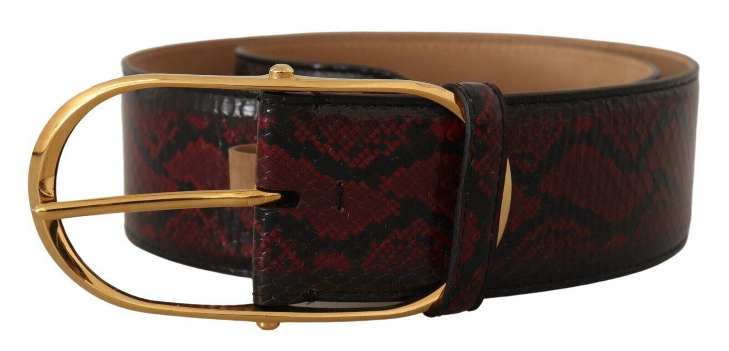 Dolce & Gabbana Elegant Red Python Leather Belt with Gold Buckle - Arichezz.store