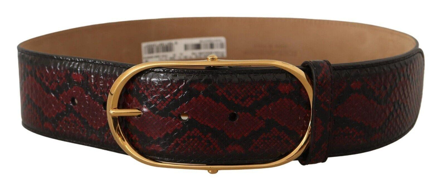 Dolce & Gabbana Elegant Red Python Leather Belt with Gold Buckle - Arichezz.store