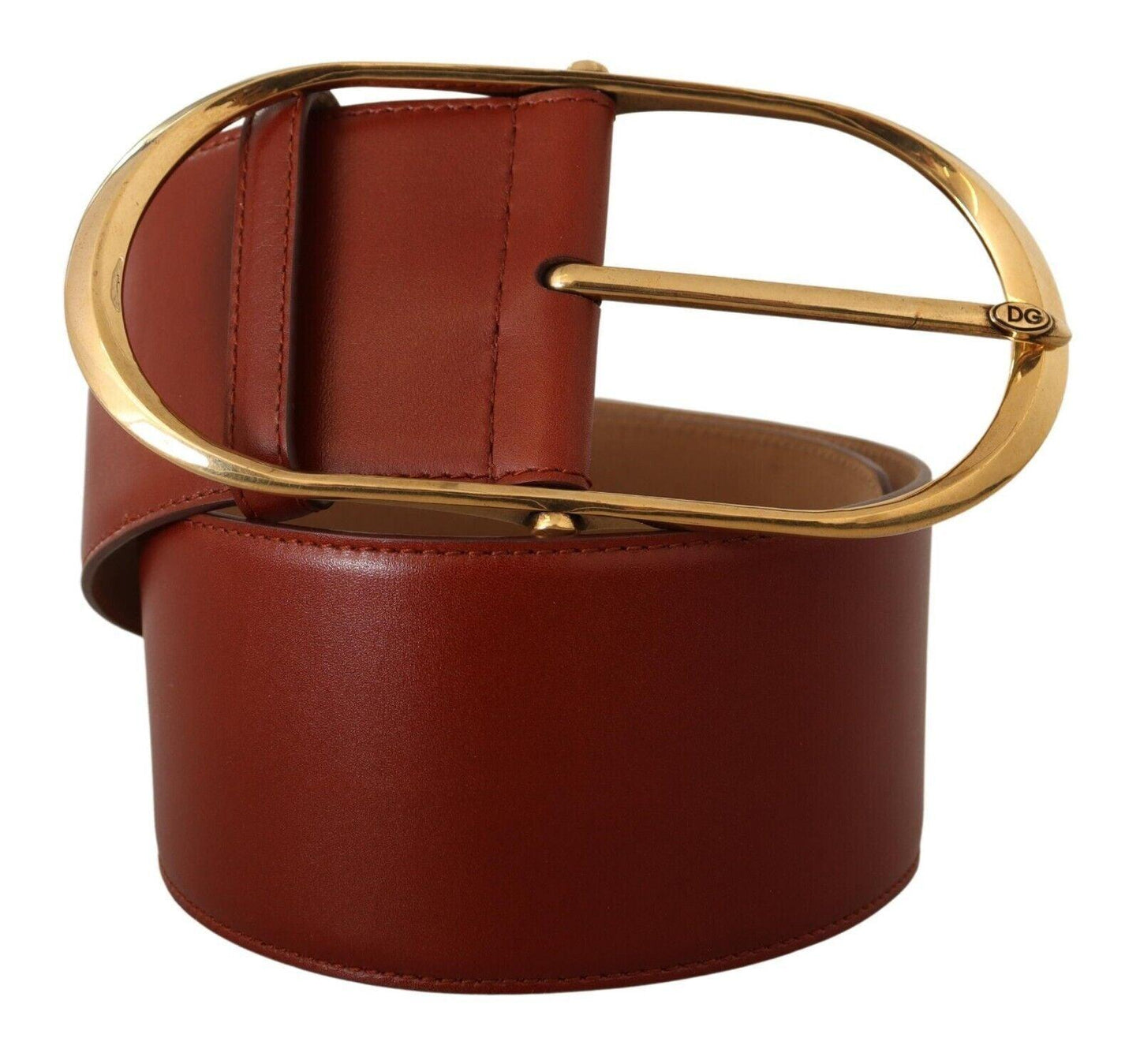 Dolce & Gabbana Elegant Maroon Leather Belt with Gold Accents - Arichezz.store