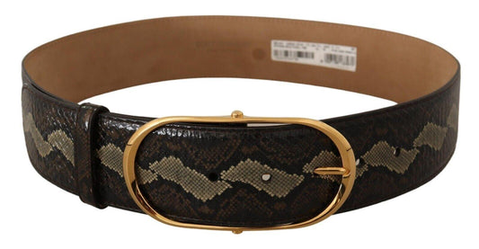 Dolce & Gabbana Elegant Snakeskin Belt with Gold Oval Buckle - Arichezz.store