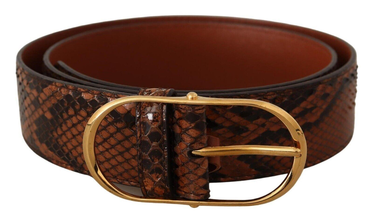 Dolce & Gabbana Elegant Leather Belt with Gold Buckle - Arichezz.store