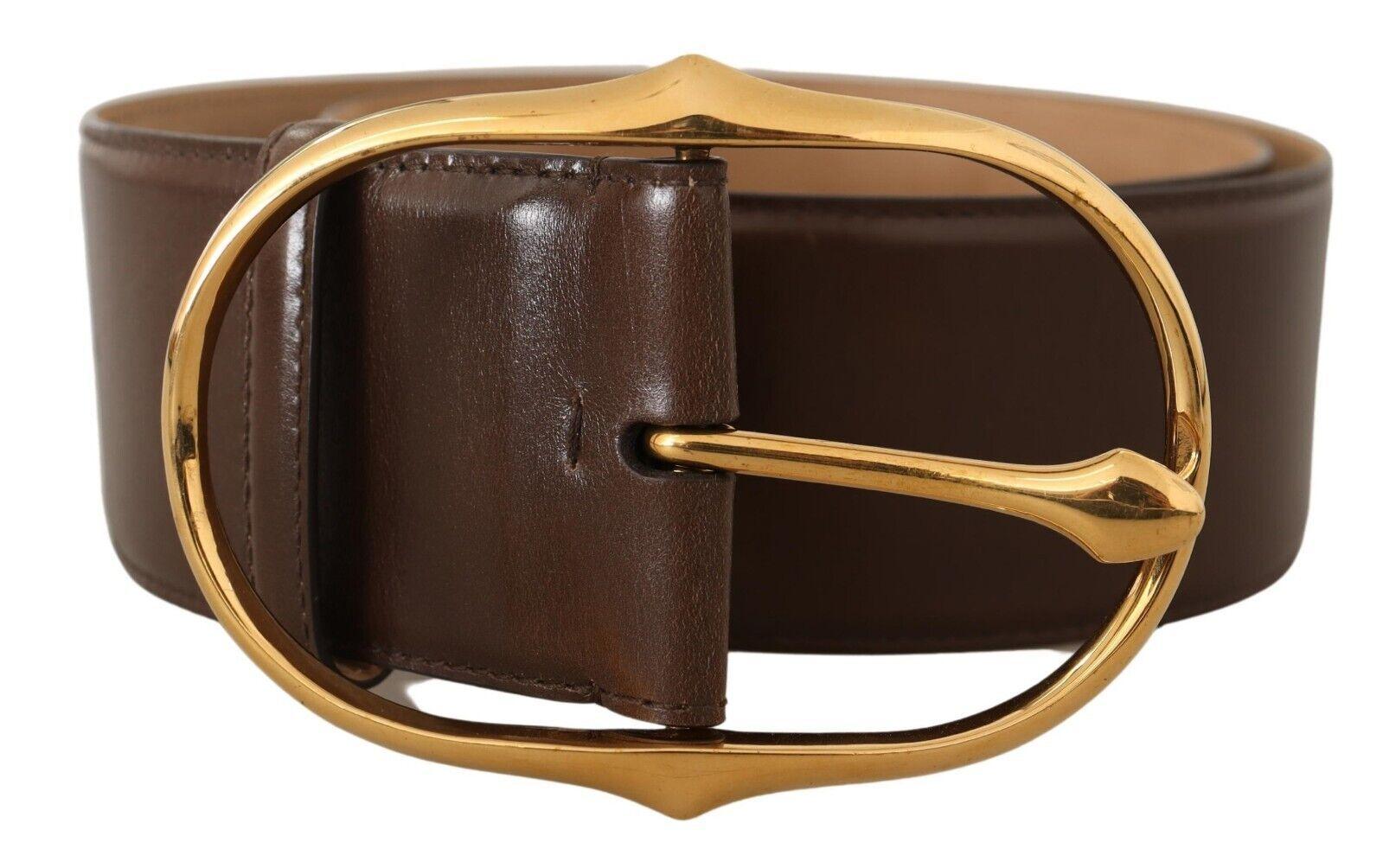 Dolce & Gabbana Elegant Brown Leather Belt with Gold Buckle - Arichezz.store