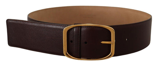 Dolce & Gabbana Elegant Dark Brown Leather Belt with Gold Buckle - Arichezz.store