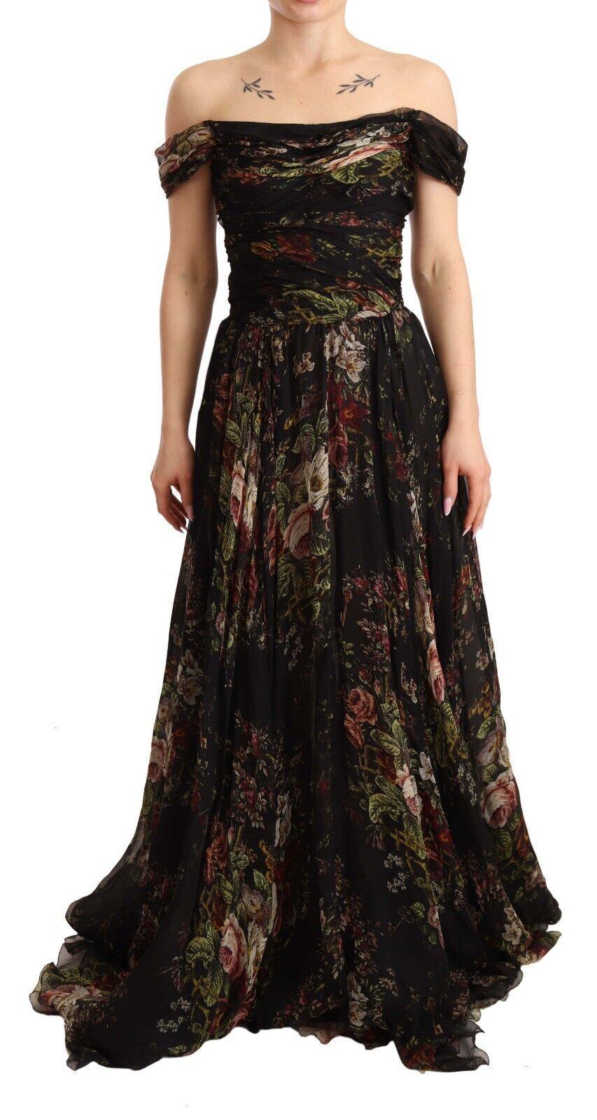 Dolce & Gabbana Floral Silk Off-Shoulder Long Dress - Arichezz.store