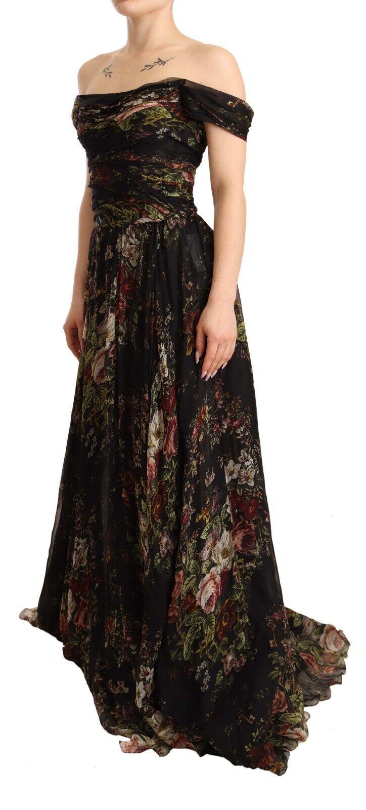 Dolce & Gabbana Floral Silk Off-Shoulder Long Dress - Arichezz.store