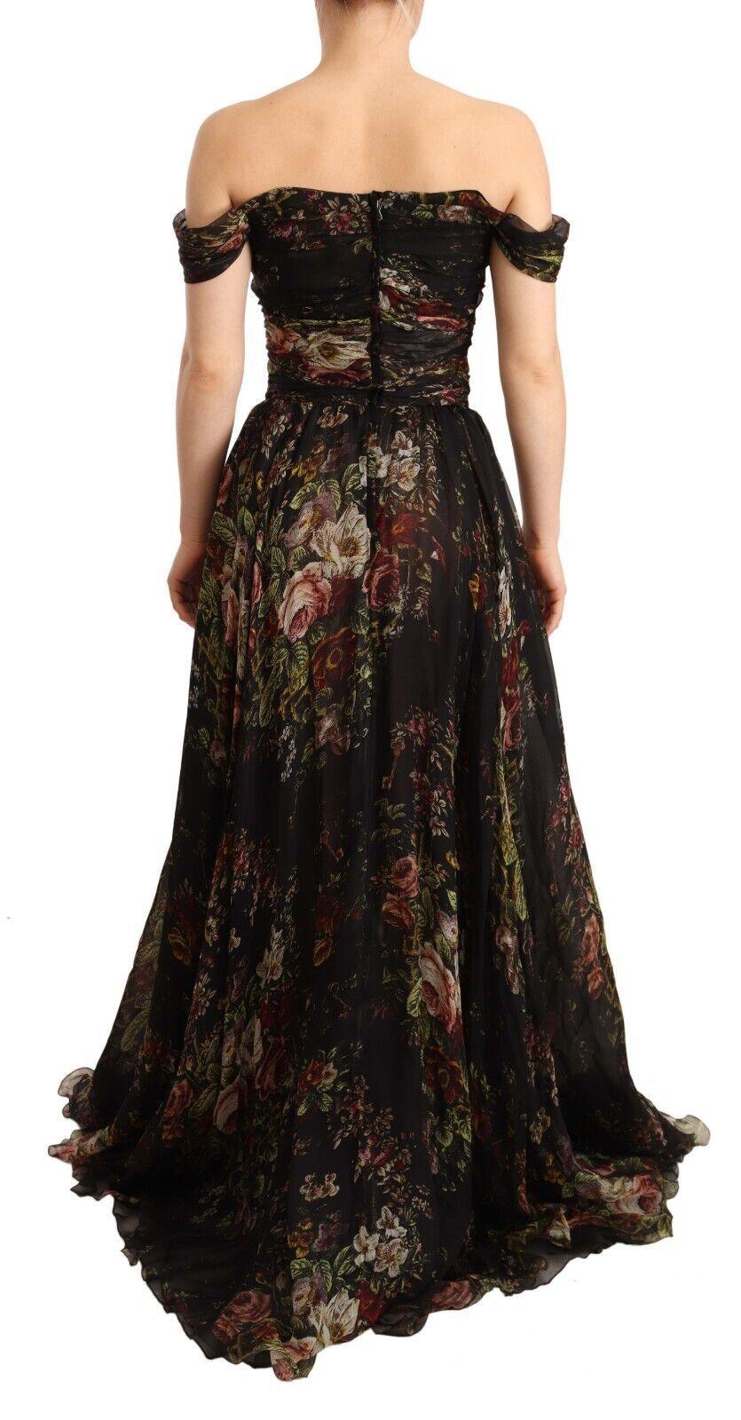 Dolce & Gabbana Floral Silk Off-Shoulder Long Dress - Arichezz.store