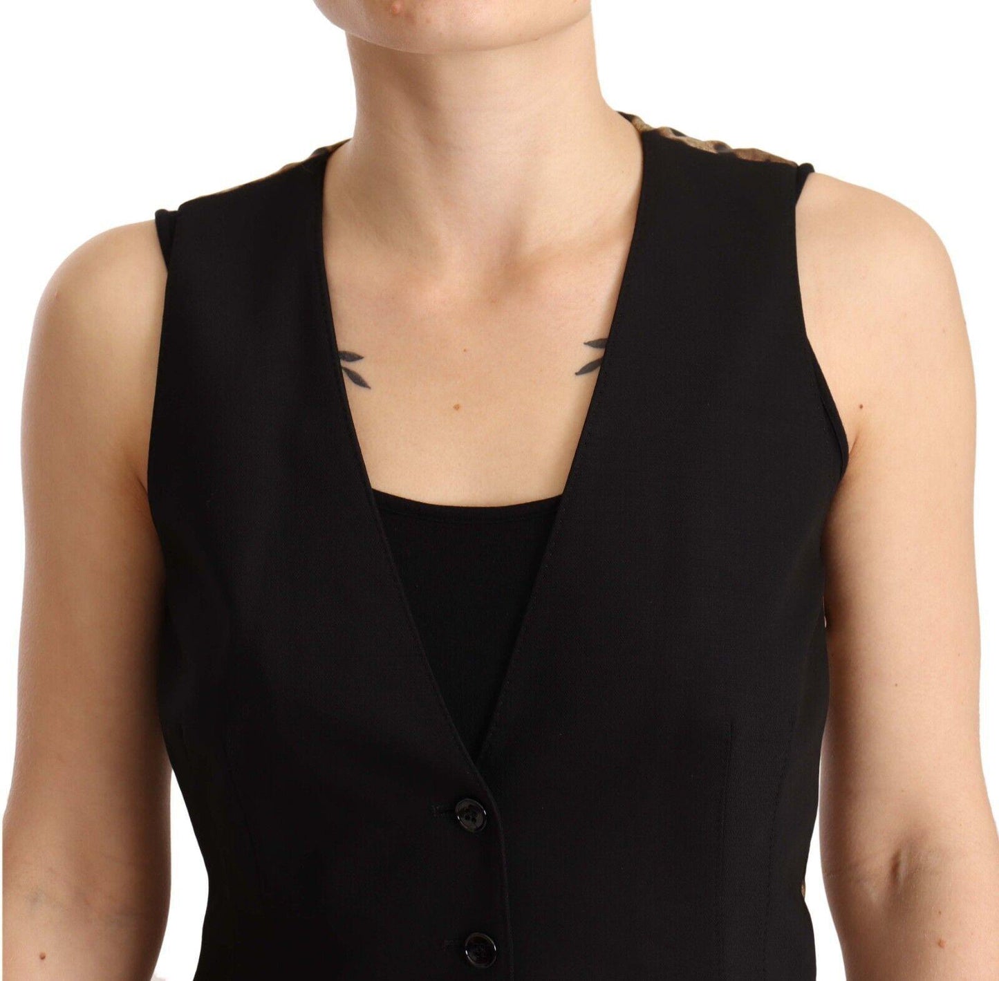 Dolce & Gabbana Elegant Black Wool Blend Waistcoat - Arichezz.store