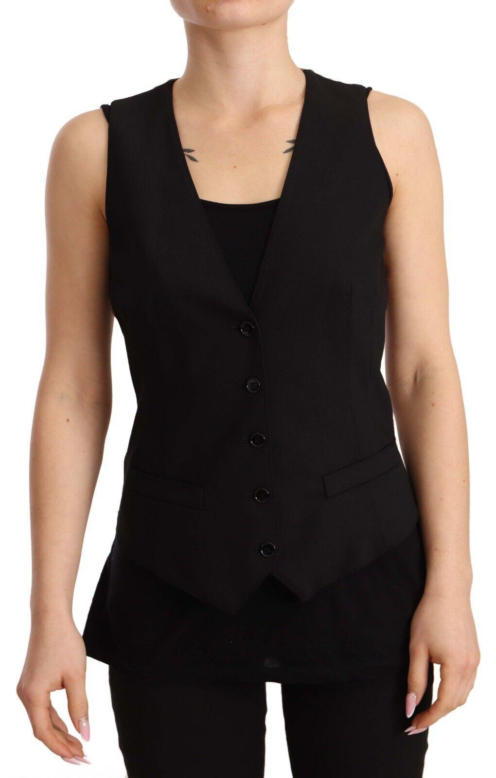 Dolce & Gabbana Elegant Black Wool Blend Waistcoat - Arichezz.store