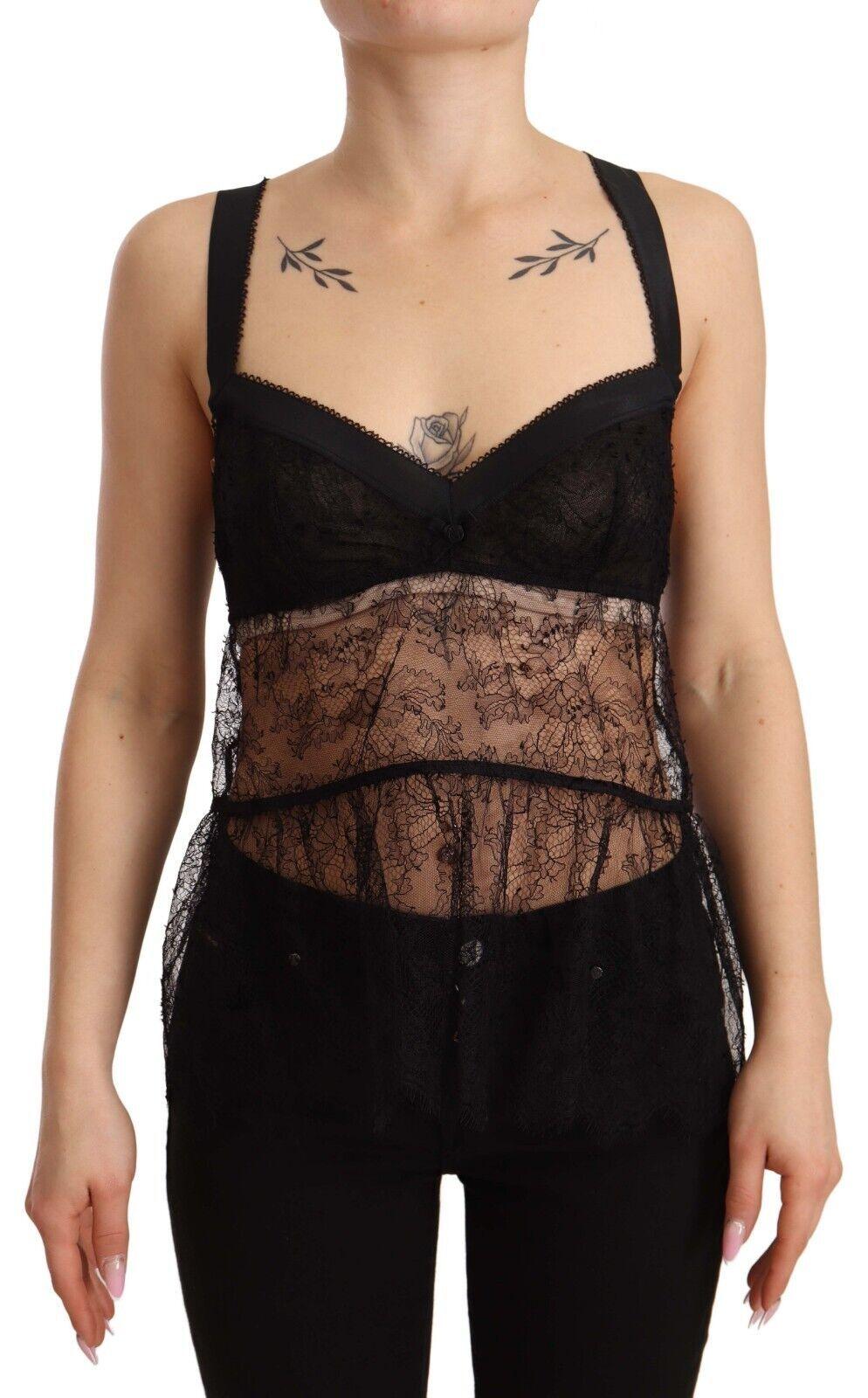 Dolce & Gabbana Elegant Black Silk Lingerie Chemise - Arichezz.store