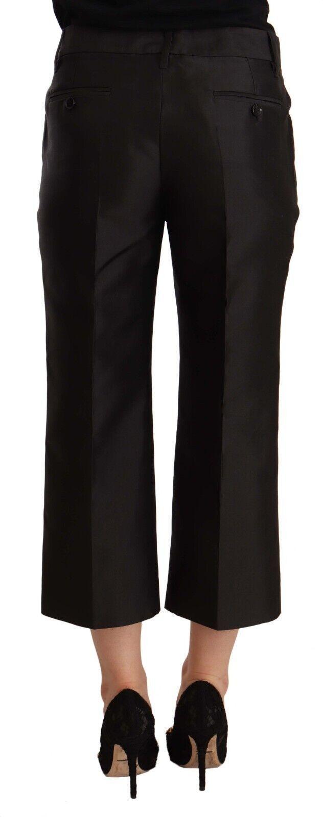 Dolce & Gabbana Chic Silk Cropped Trousers in Timeless Black - Arichezz.store