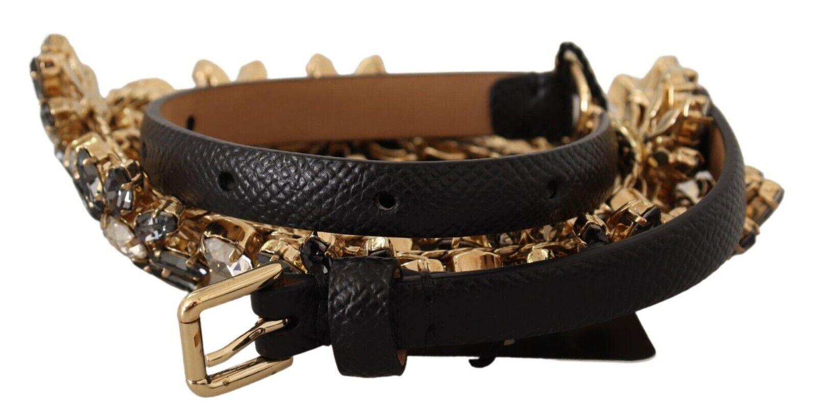 Dolce & Gabbana Elegant Crystal Daisy Chain Leather Belt - Arichezz.store