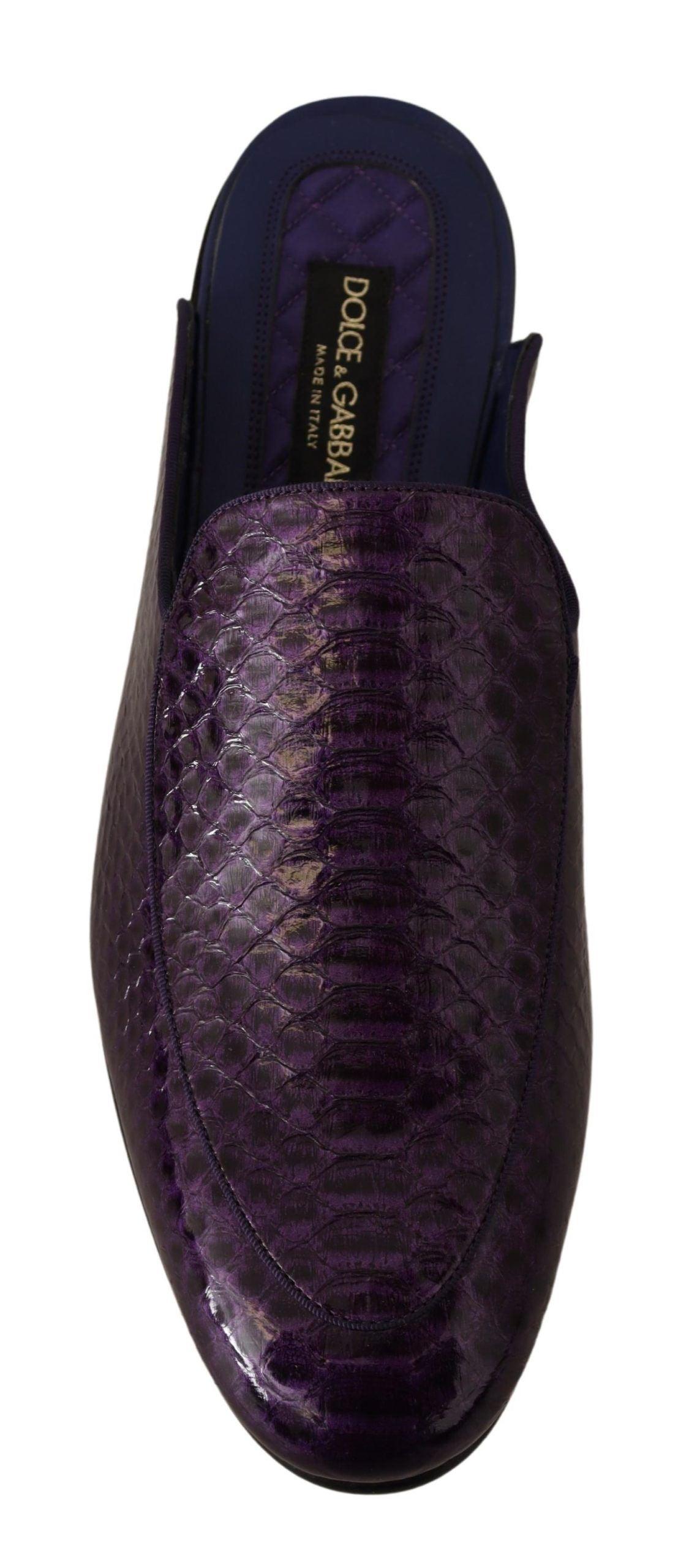 Dolce & Gabbana Purple Exotic Python Leather Slides - Arichezz.store