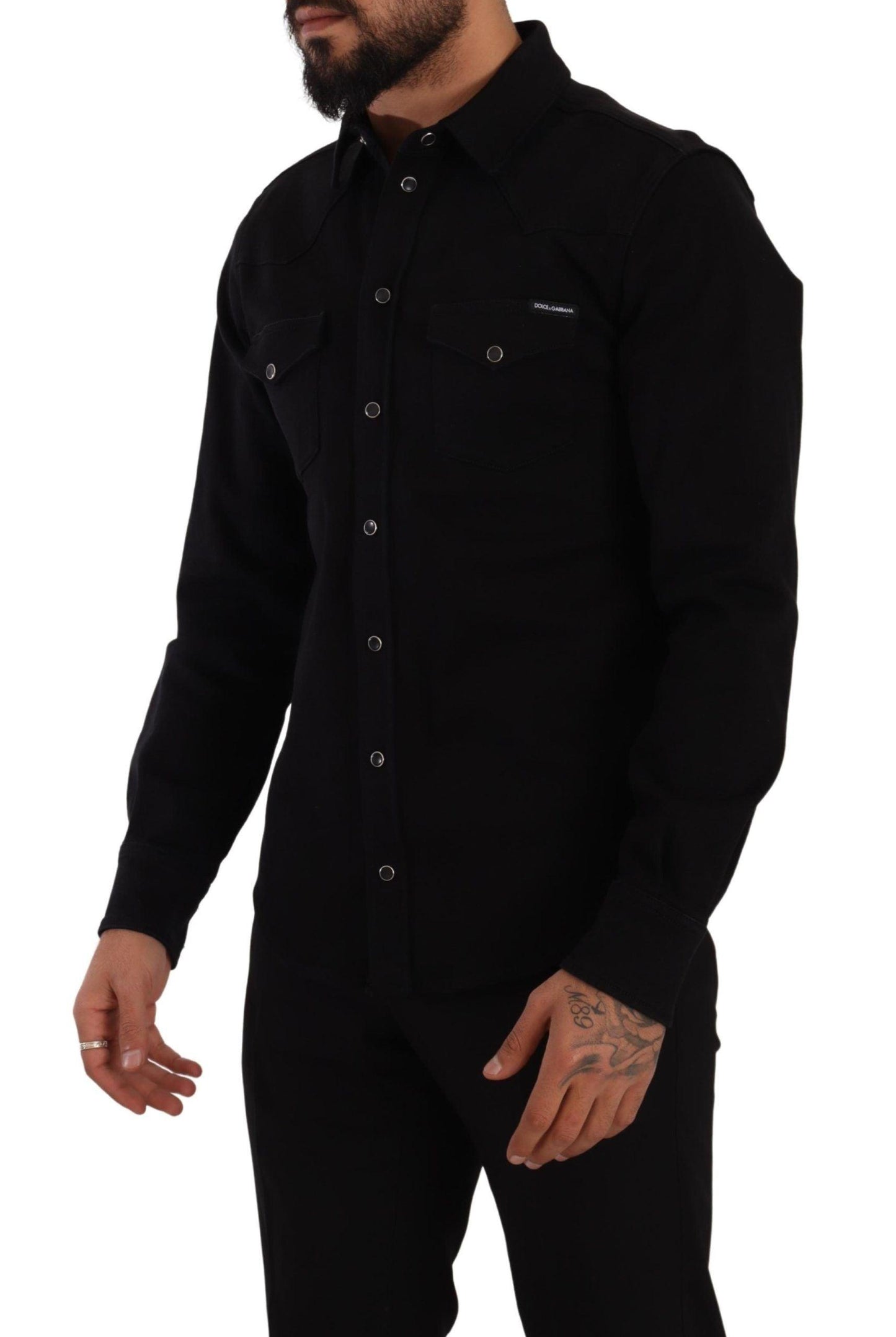 Dolce & Gabbana Slim Fit Casual Black Designer Shirt - Arichezz.store