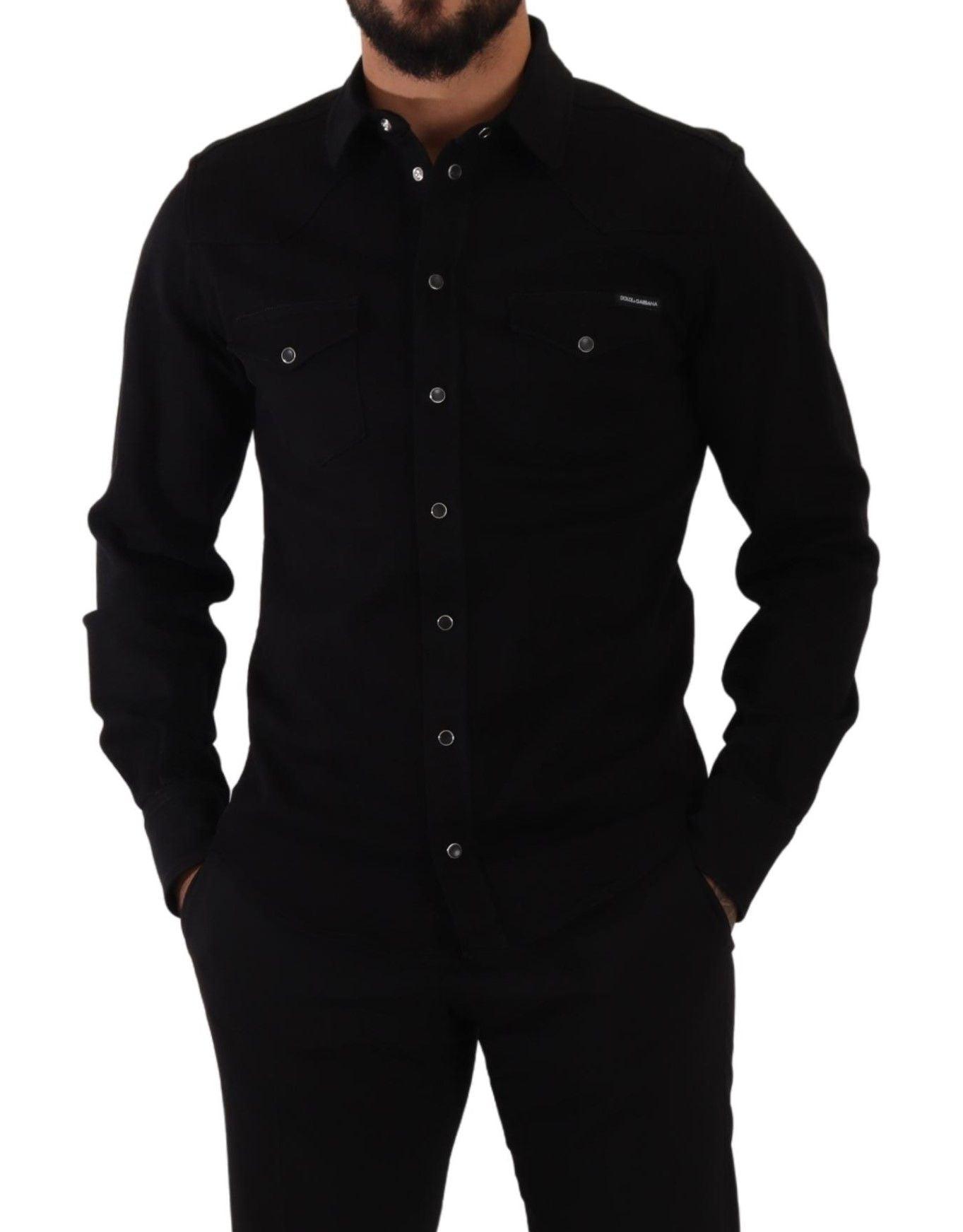 Dolce & Gabbana Slim Fit Casual Black Designer Shirt - Arichezz.store