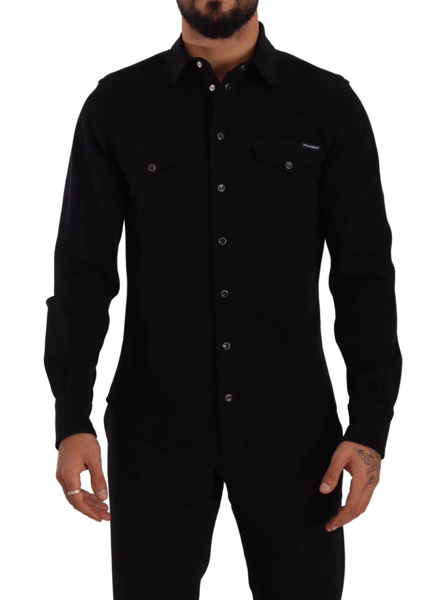 Dolce & Gabbana Slim Fit Casual Black Designer Shirt - Arichezz.store