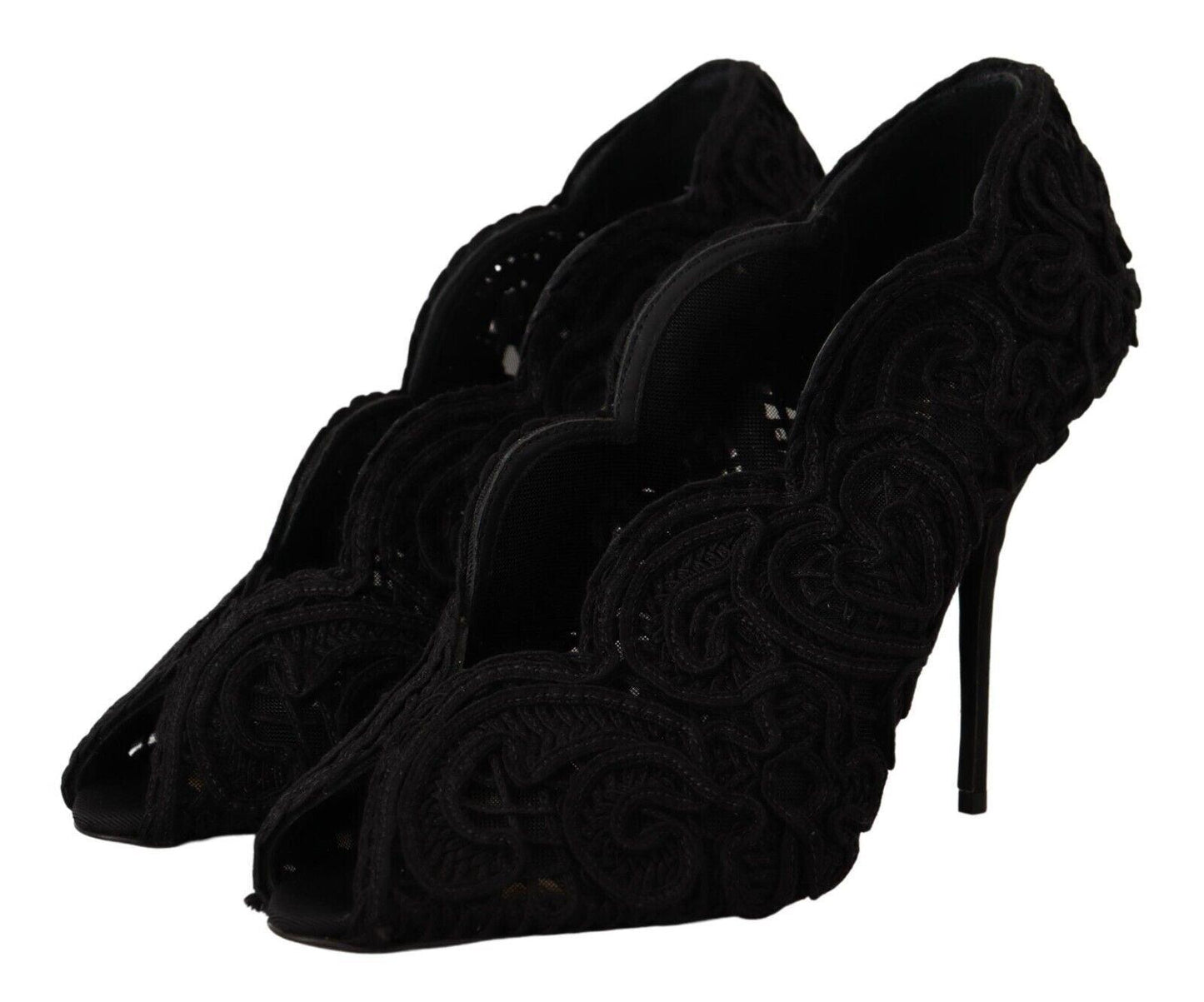 Dolce & Gabbana Elegant Black Lace Stiletto Heels - Arichezz.store