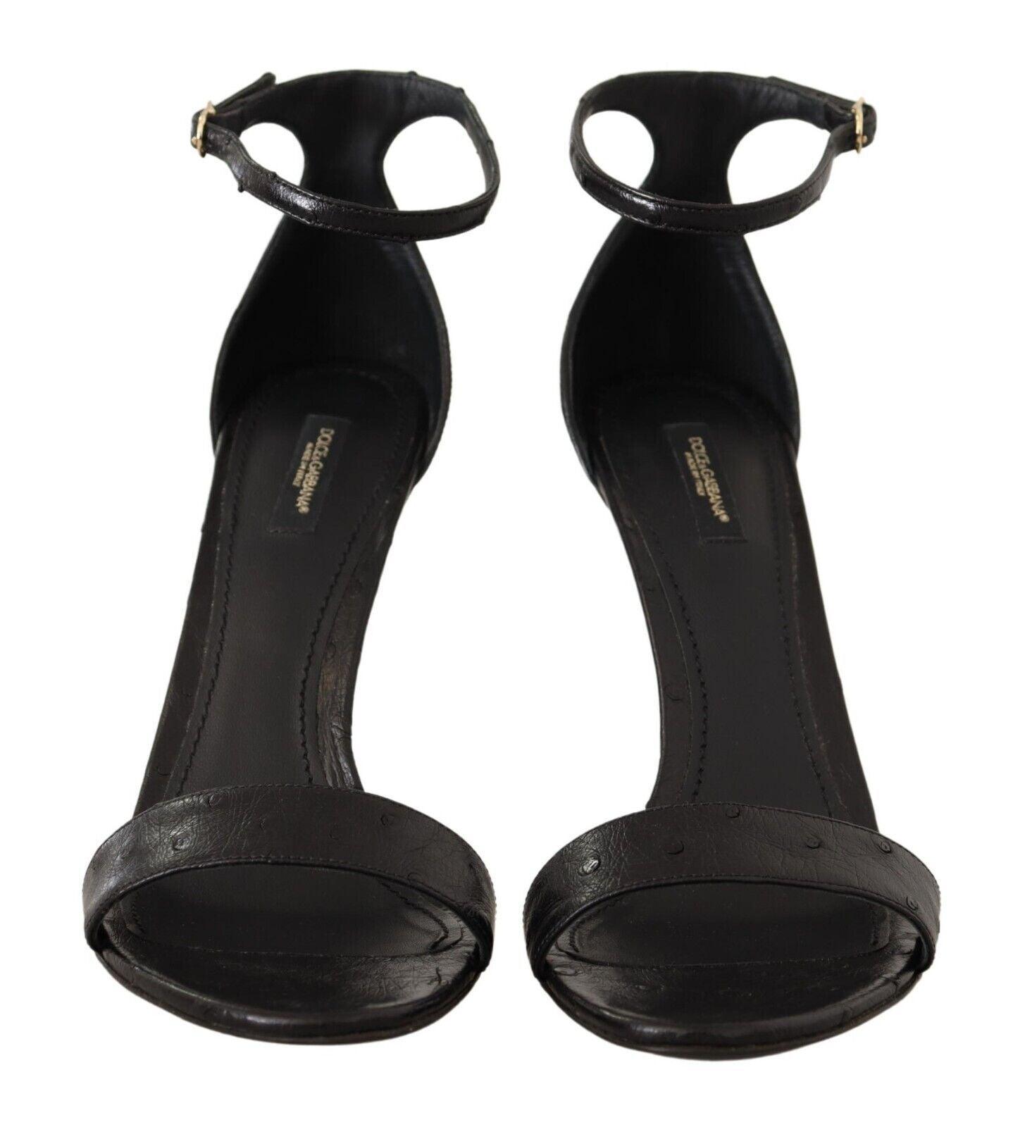 Dolce & Gabbana Elegant Ostrich Leather Ankle Strap Heels - Arichezz.store