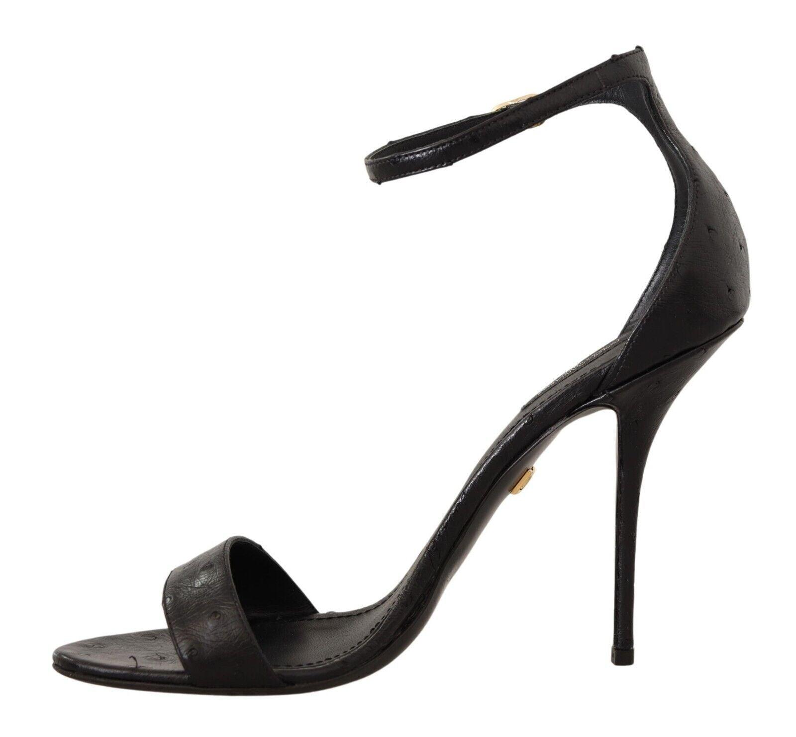 Dolce & Gabbana Elegant Ostrich Leather Ankle Strap Heels - Arichezz.store