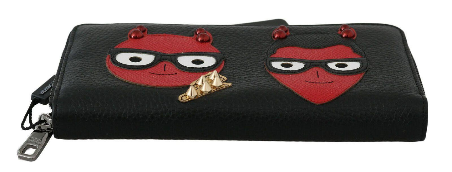 Dolce & Gabbana Chic Black and Red Leather Continental Wallet - Arichezz.store