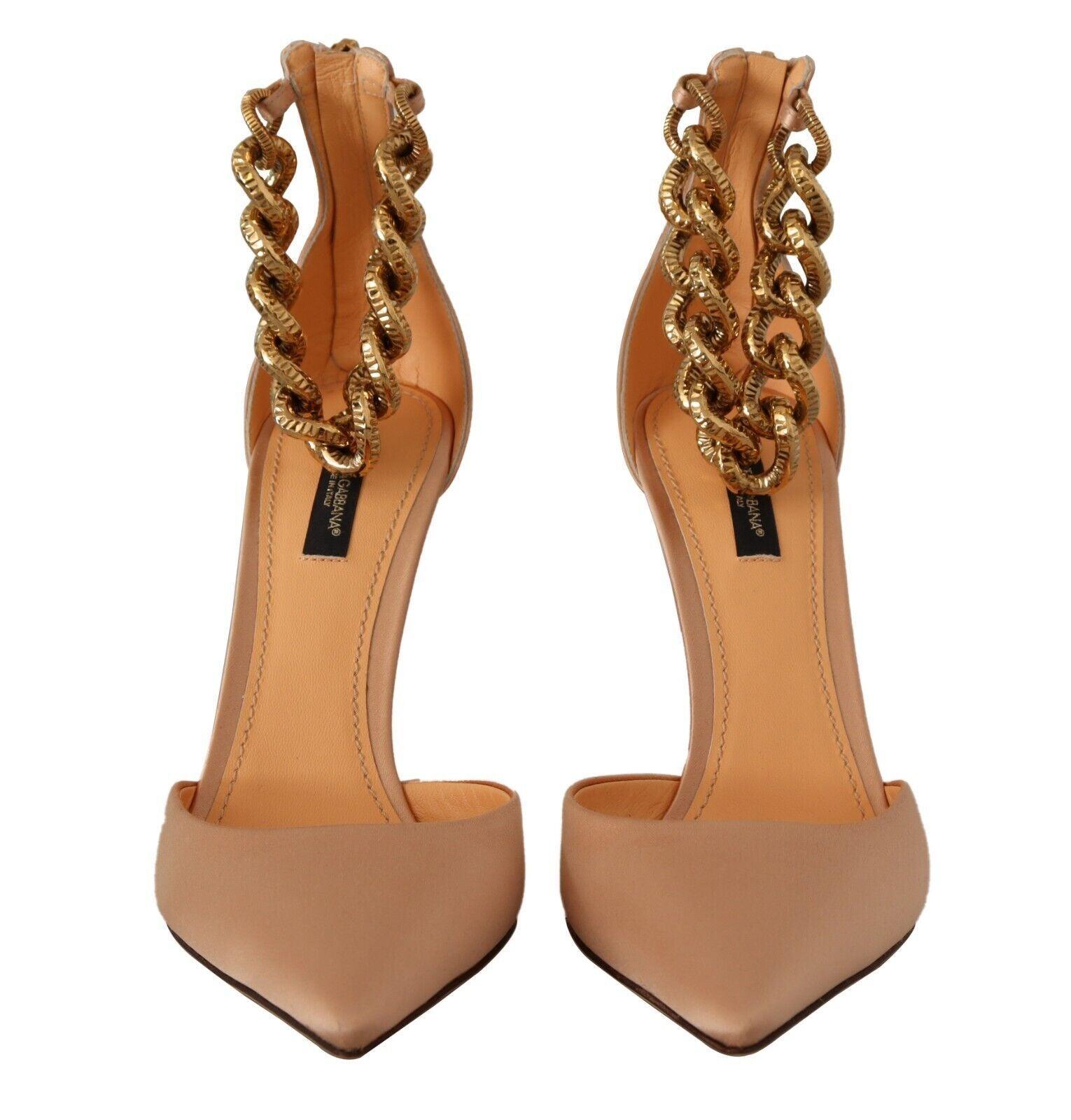 Dolce & Gabbana Elegant Beige Silk Ankle Strap Pumps - Arichezz.store