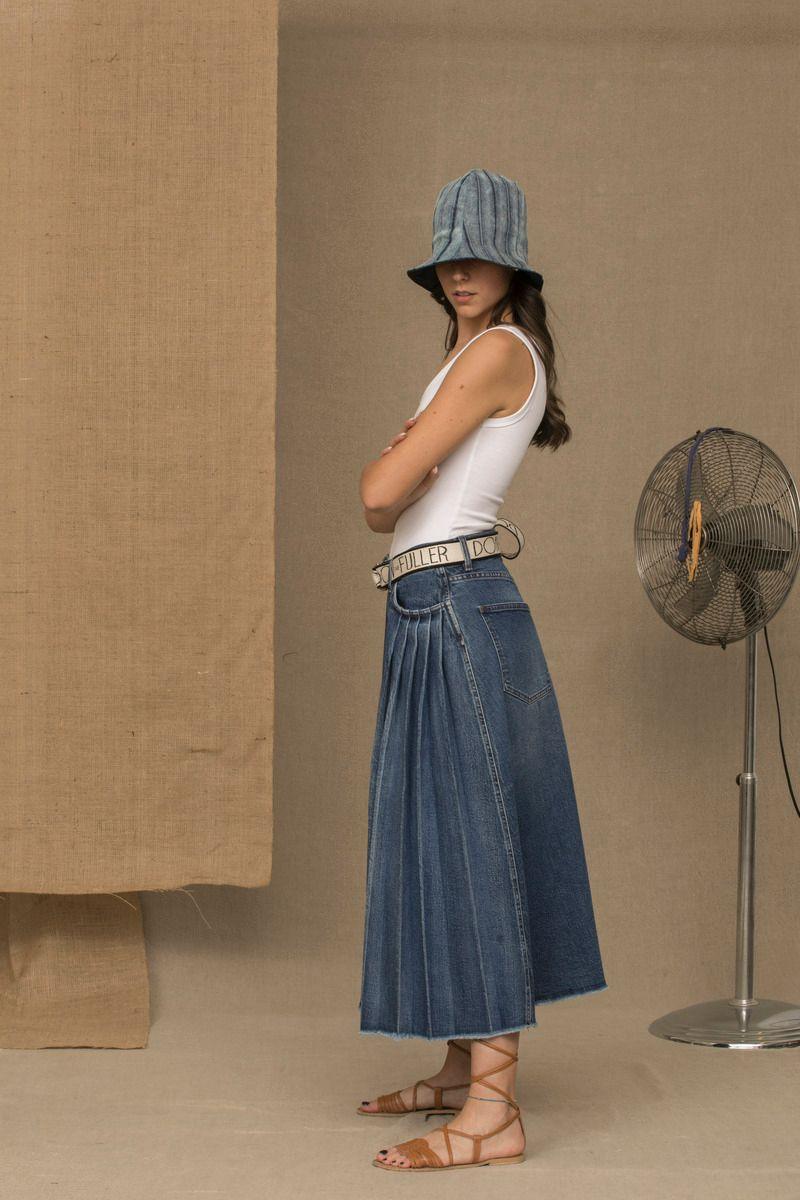 Don The Fuller Chic Blue Denim Pleated Skirt