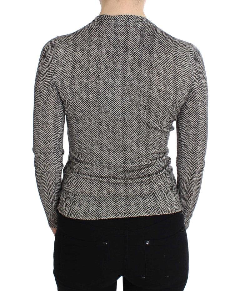 Dolce & Gabbana Elegant Black and White Wool Cardigan - Arichezz.store