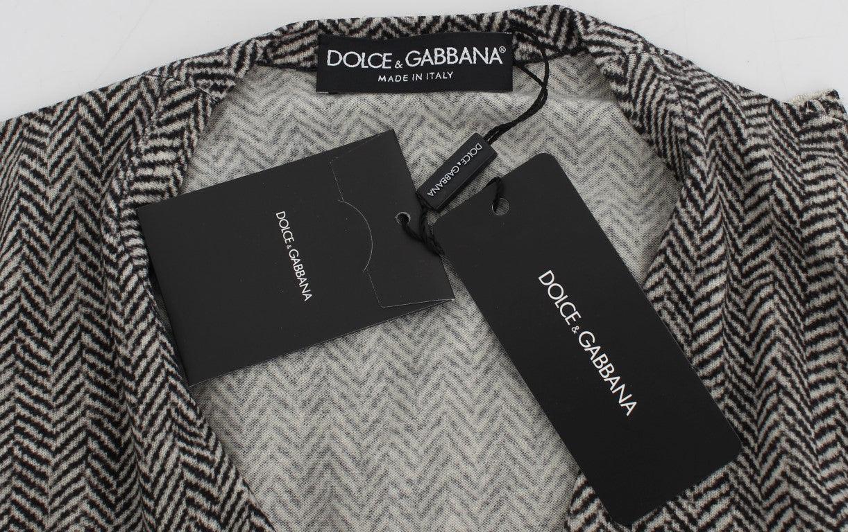 Dolce & Gabbana Elegant Black and White Wool Cardigan - Arichezz.store