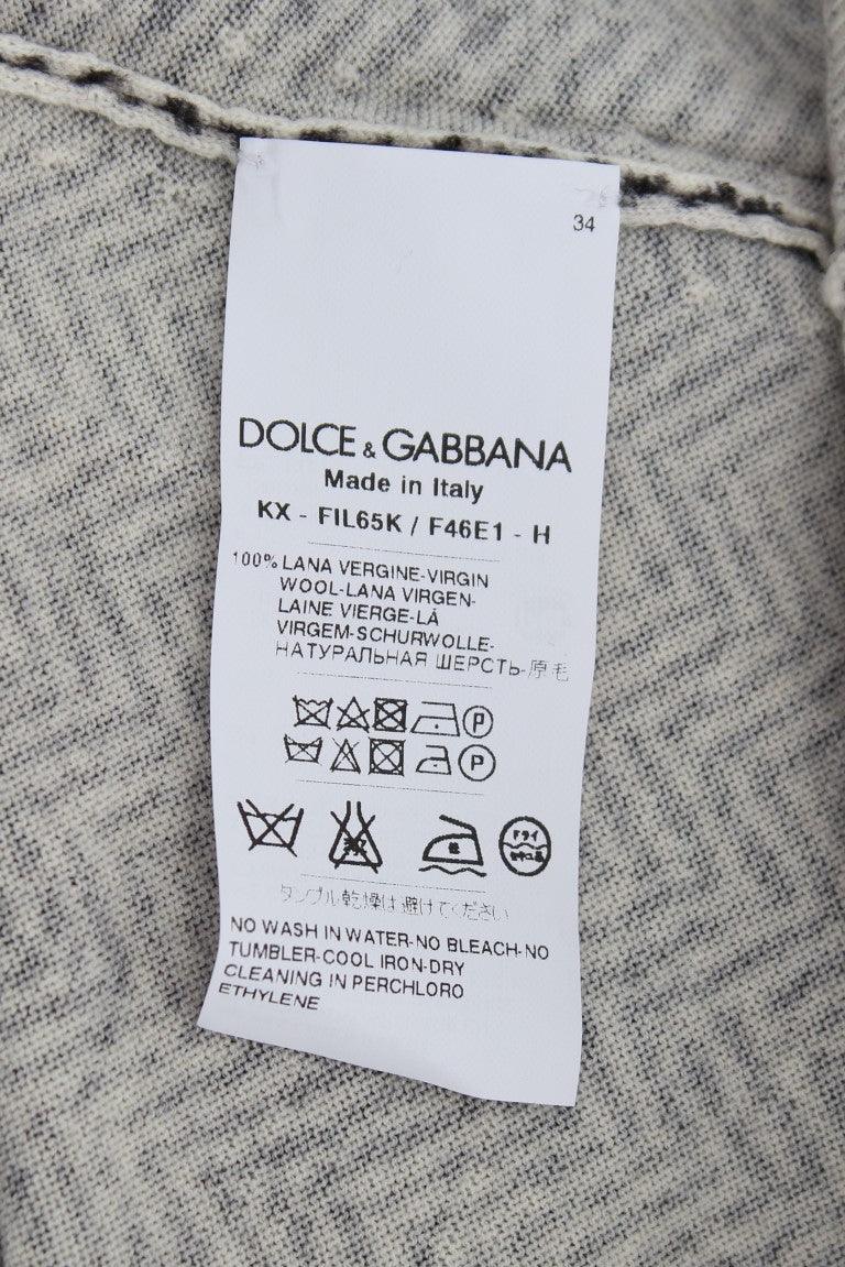 Dolce & Gabbana Elegant Black and White Wool Cardigan - Arichezz.store