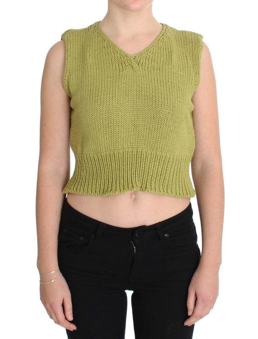 PINK MEMORIES Elegant Green Sleeveless Vest Sweater - Arichezz.store