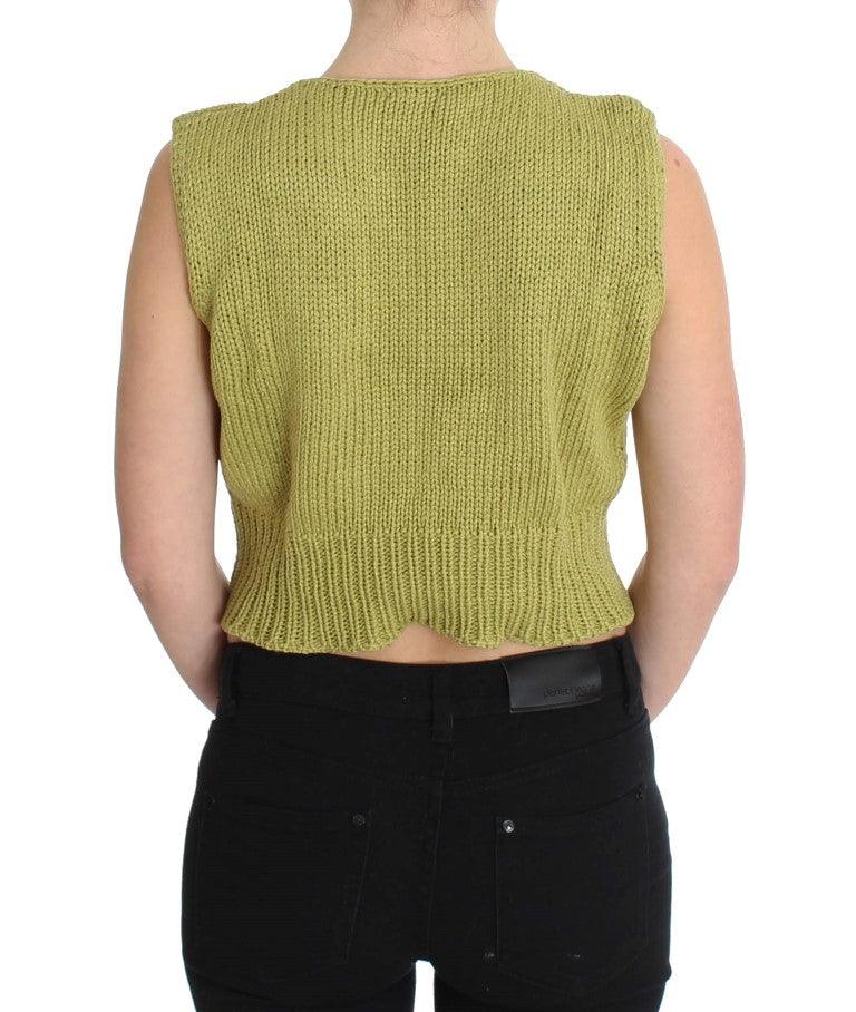 PINK MEMORIES Elegant Green Sleeveless Vest Sweater - Arichezz.store