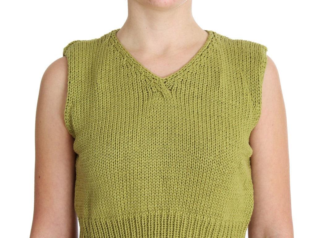 PINK MEMORIES Elegant Green Sleeveless Vest Sweater - Arichezz.store