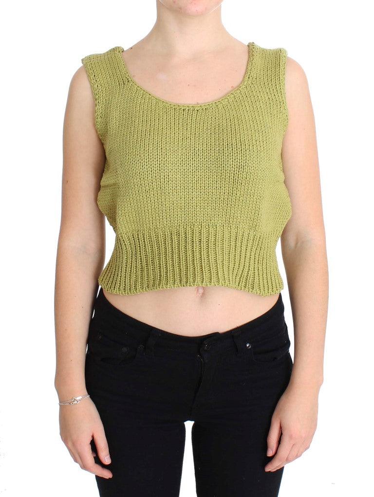 PINK MEMORIES Elegant Green Knit Sleeveless Vest Sweater - Arichezz.store