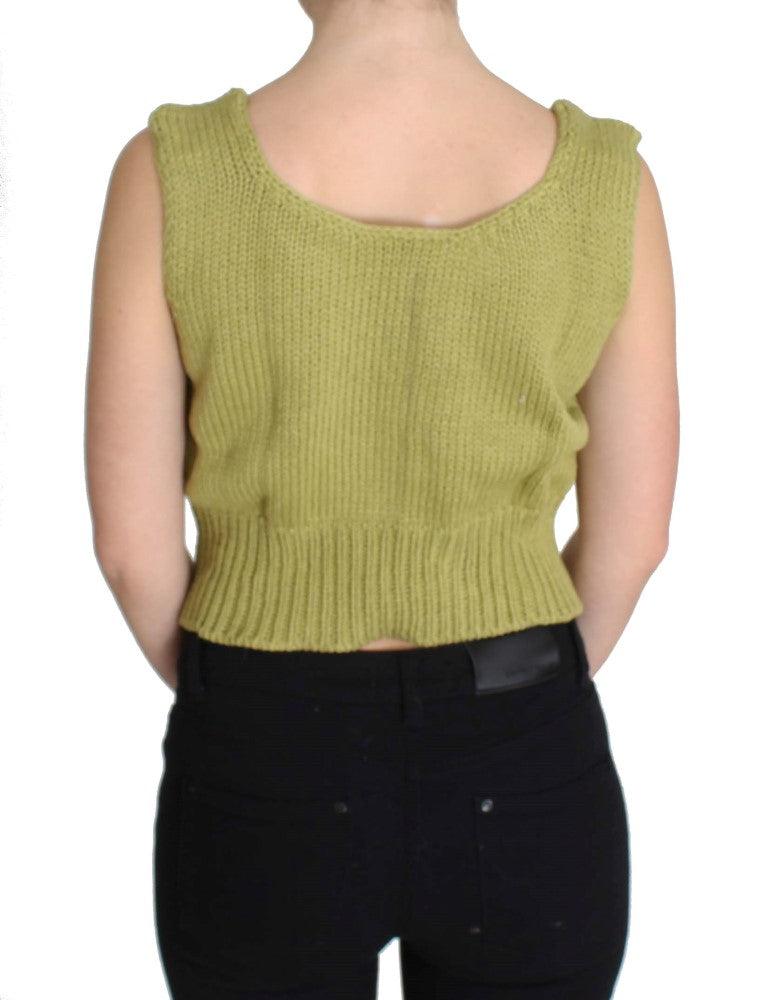 PINK MEMORIES Elegant Green Knit Sleeveless Vest Sweater - Arichezz.store