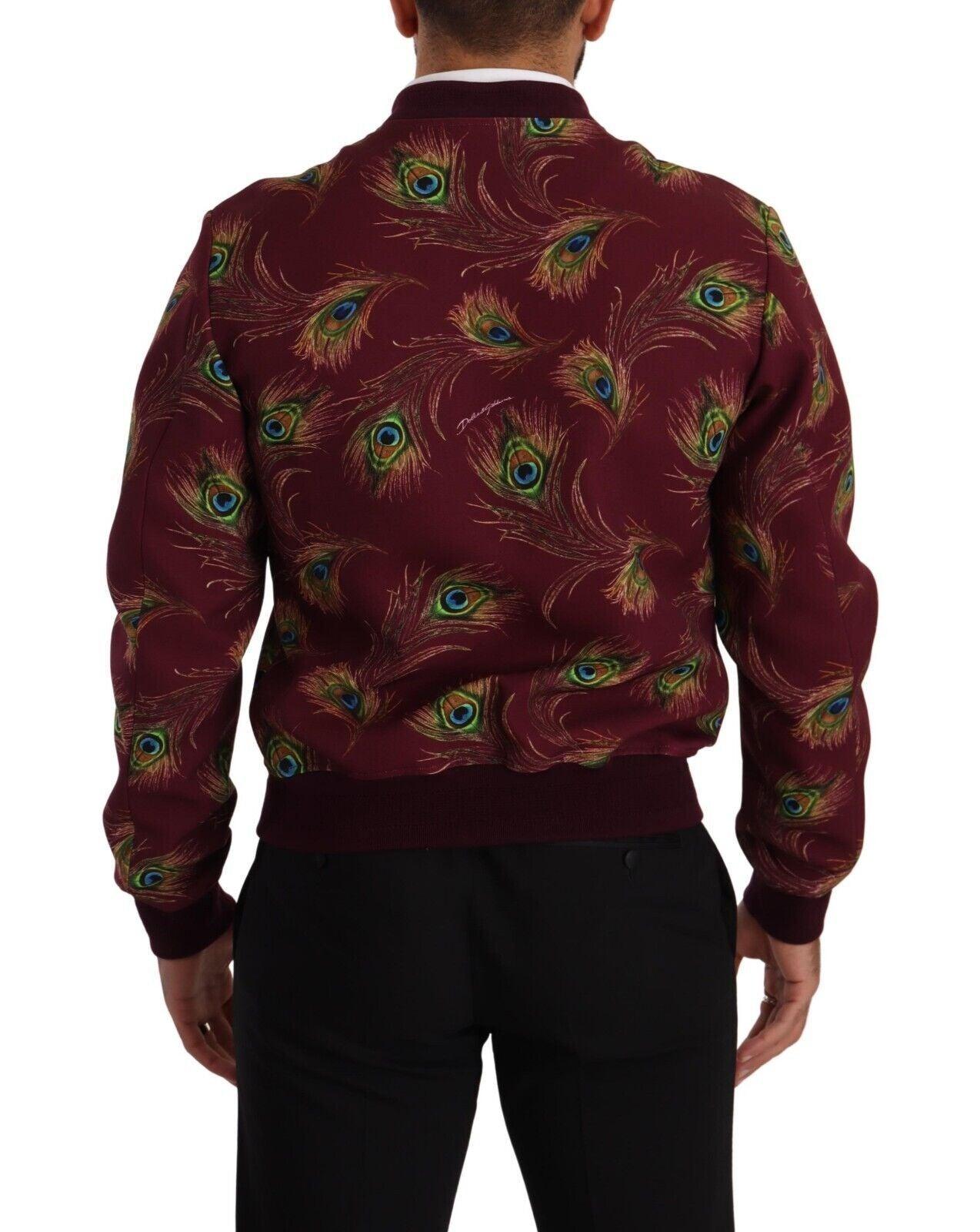 Dolce & Gabbana Radiant Red Peacock Print Bomber Jacket - Arichezz.store