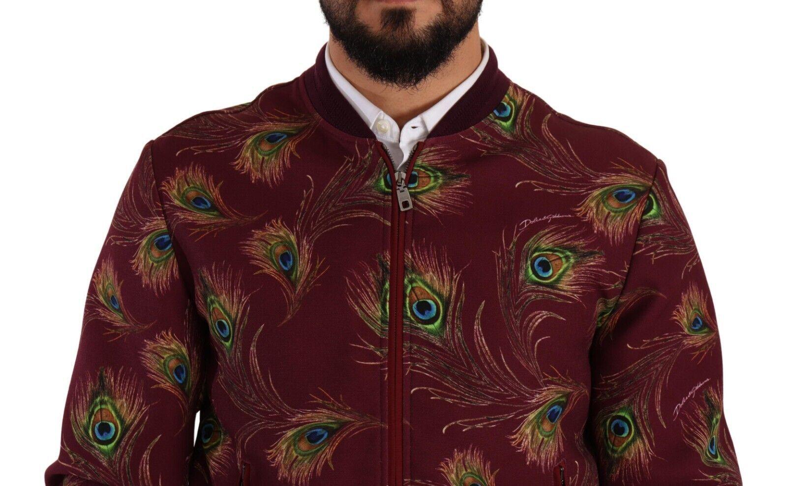 Dolce & Gabbana Radiant Red Peacock Print Bomber Jacket - Arichezz.store