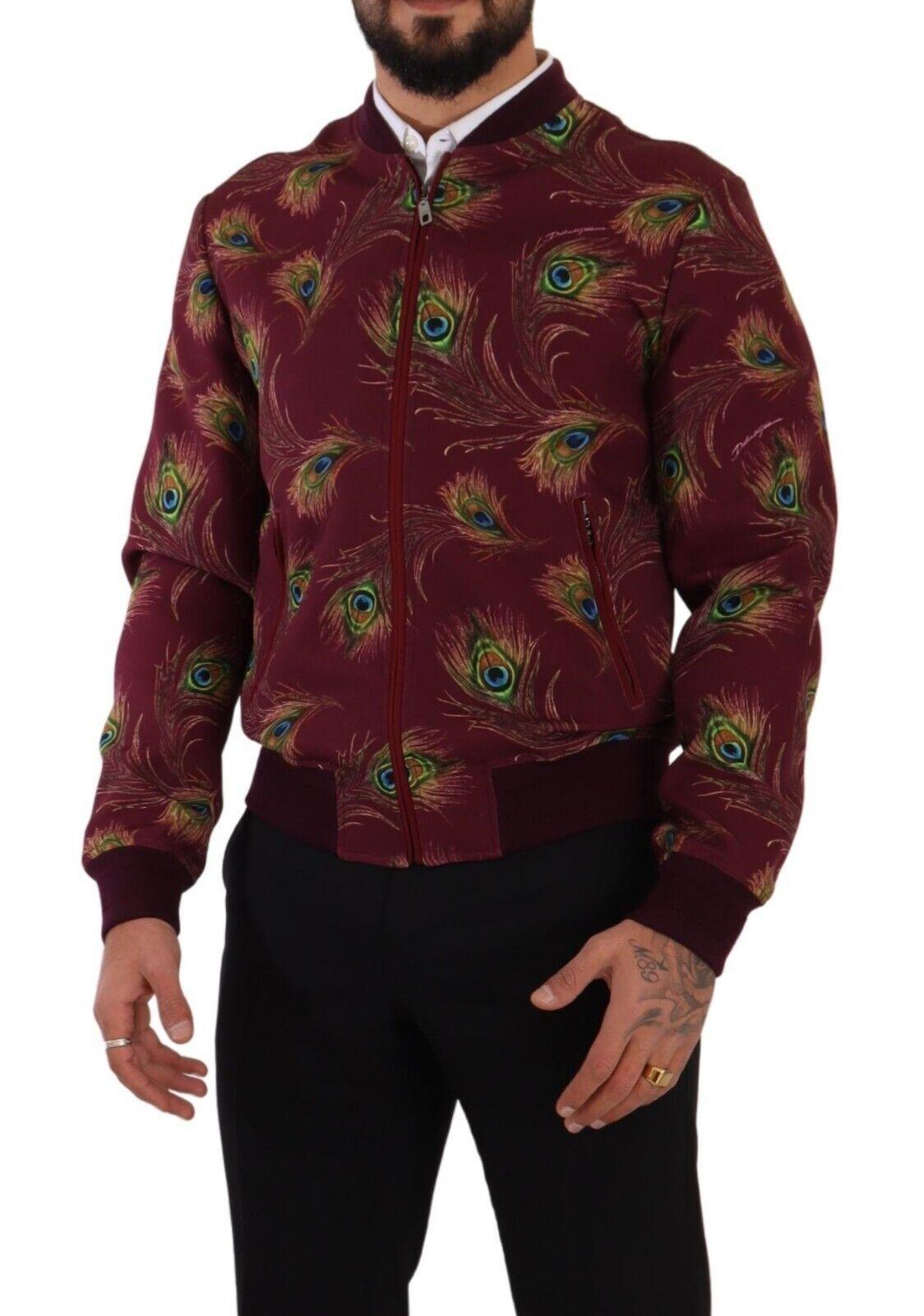 Dolce & Gabbana Radiant Red Peacock Print Bomber Jacket - Arichezz.store