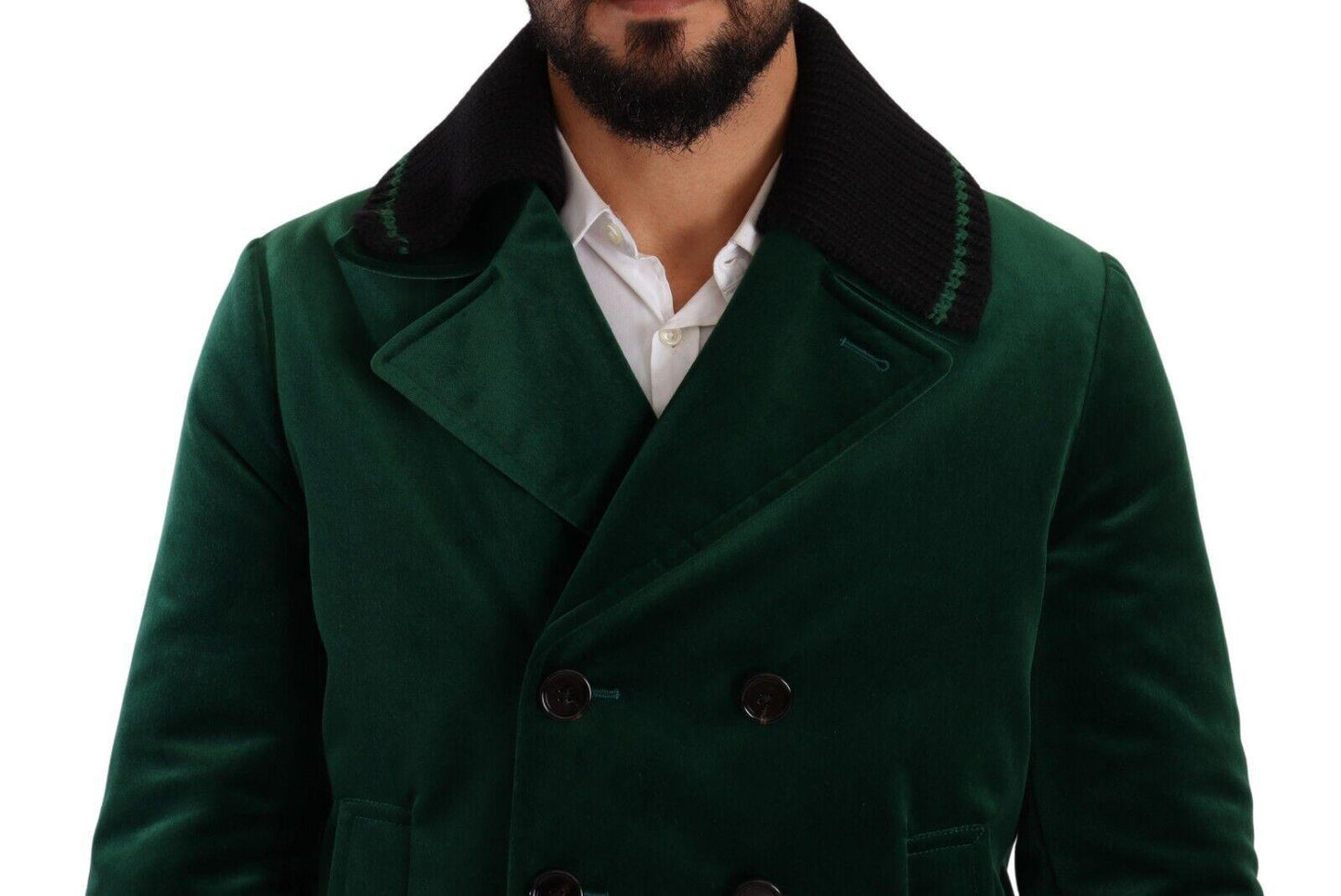 Dolce & Gabbana Elegant Velvet Double Breasted Overcoat - Arichezz.store