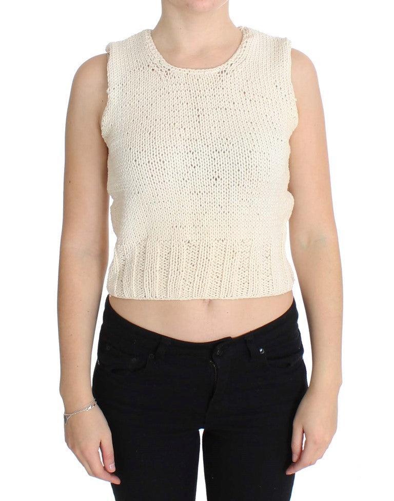 PINK MEMORIES Beige Sleeveless Cotton Blend Vest Sweater - Arichezz.store