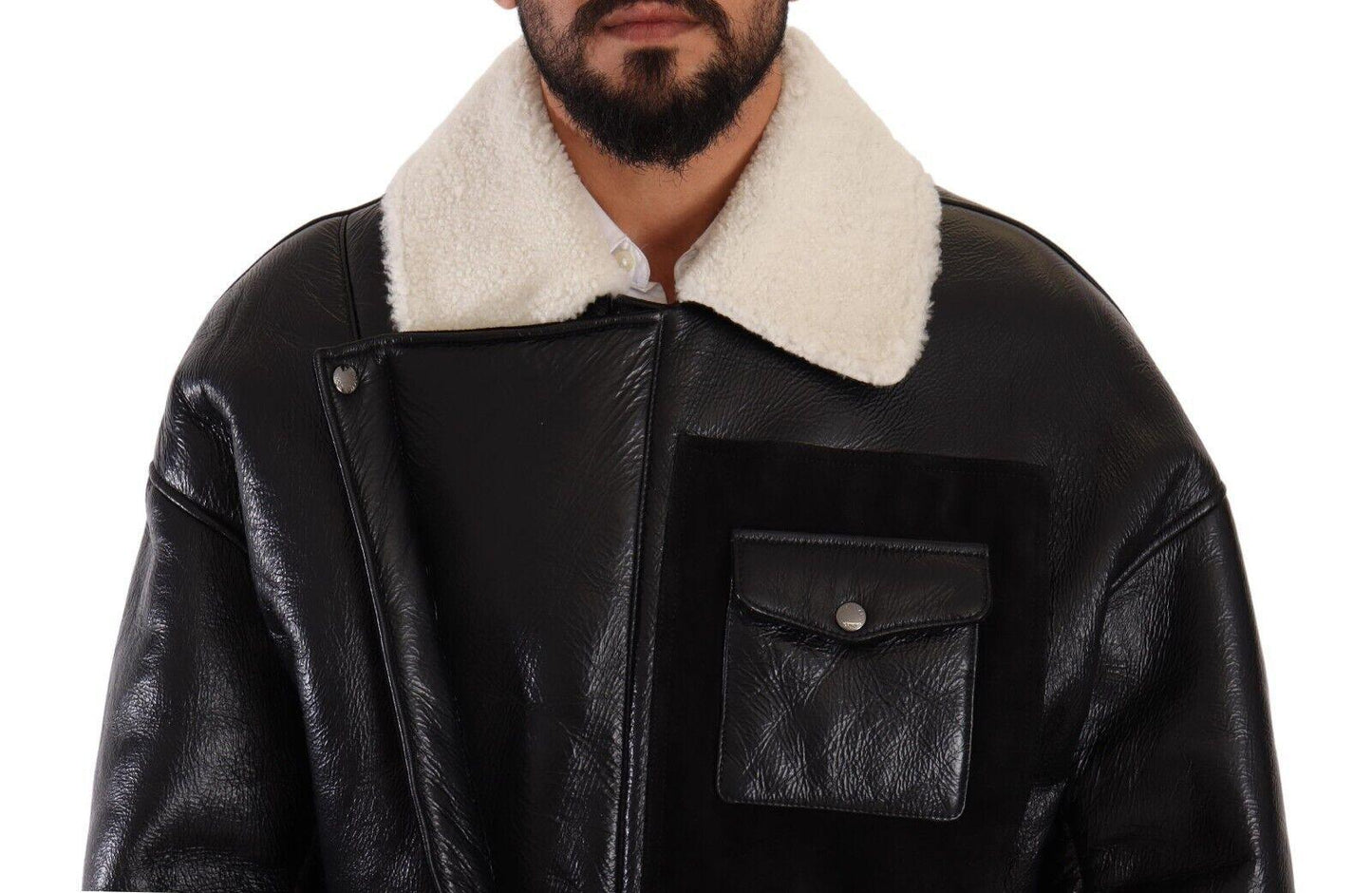 Dolce & Gabbana Elegant Shearling Biker Jacket - Arichezz.store