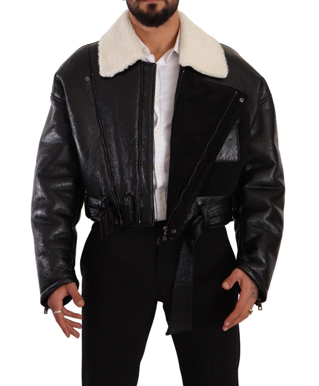 Dolce & Gabbana Elegant Shearling Biker Jacket - Arichezz.store