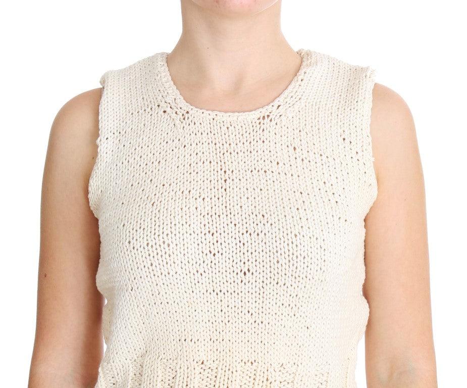 PINK MEMORIES Beige Sleeveless Cotton Blend Vest Sweater - Arichezz.store