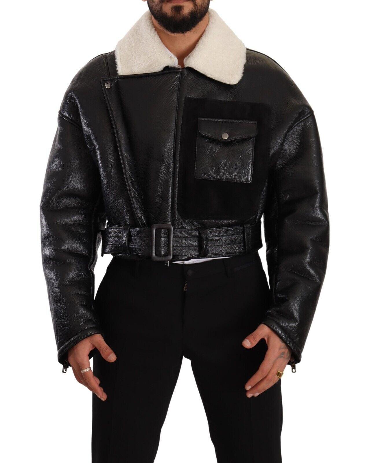 Dolce & Gabbana Elegant Shearling Biker Jacket - Arichezz.store