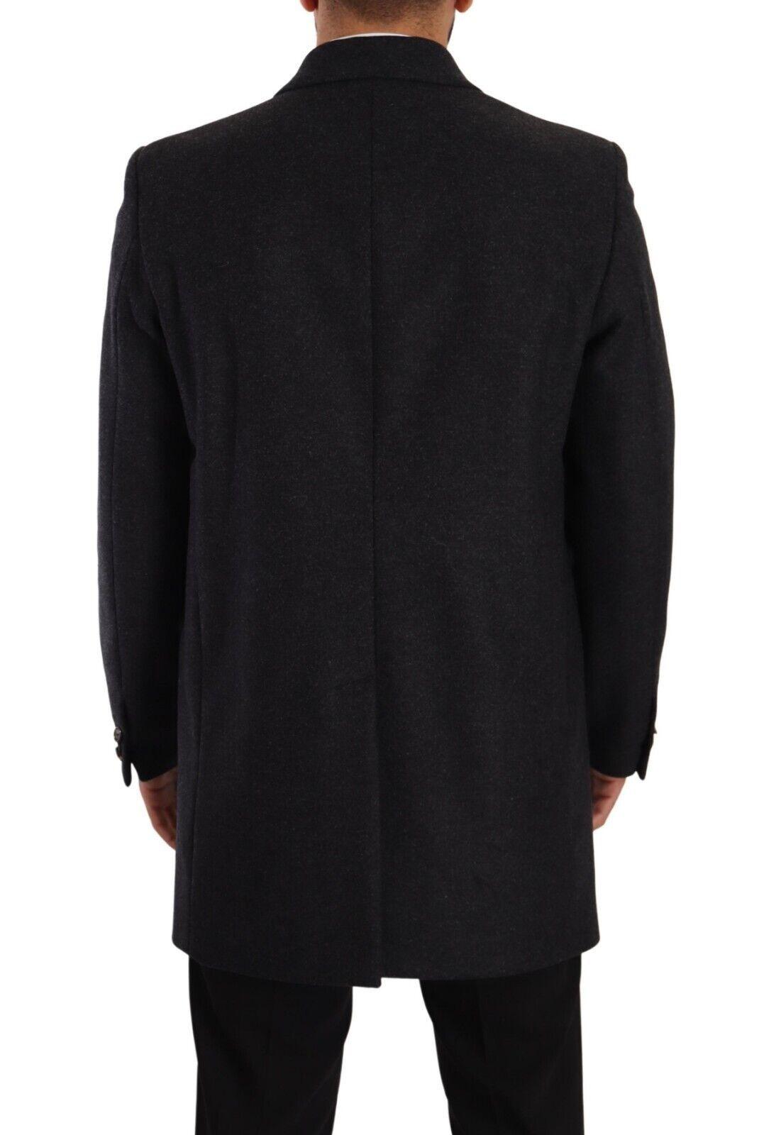 Dolce & Gabbana Elegant Dark Grey Woolen Overcoat - Arichezz.store