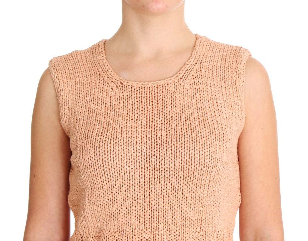 PINK MEMORIES Elegant Pink Knitted Sleeveless Vest Sweater - Arichezz.store