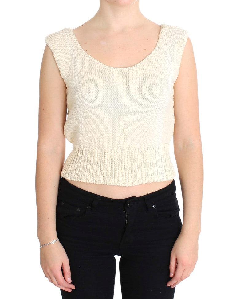 PINK MEMORIES Beige Sleeveless Knit Vest Sweater - Arichezz.store