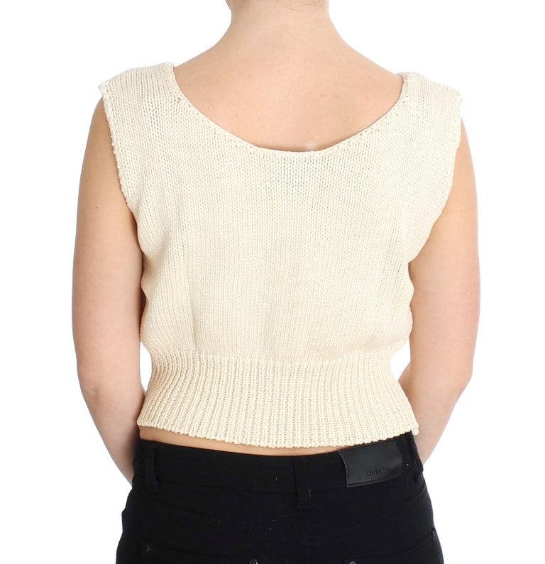 PINK MEMORIES Beige Sleeveless Knit Vest Sweater - Arichezz.store