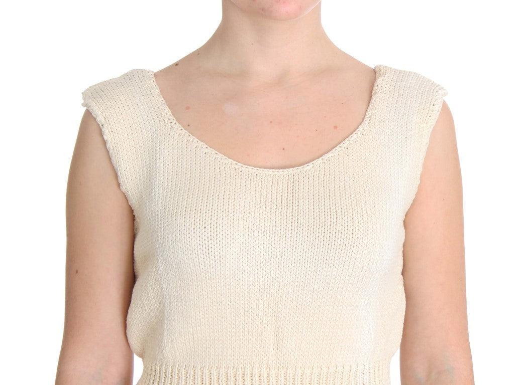 PINK MEMORIES Beige Sleeveless Knit Vest Sweater - Arichezz.store