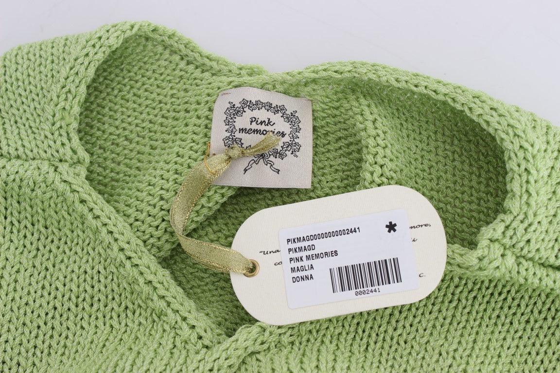 PINK MEMORIES Elegant Green Knitted Sleeveless Vest Sweater - Arichezz.store