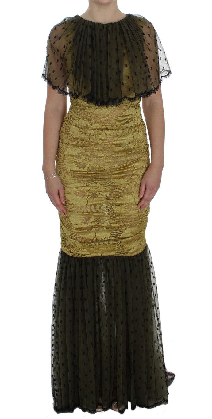 Dolce & Gabbana Yellow Floral Lace Sheath Dress - Arichezz.store