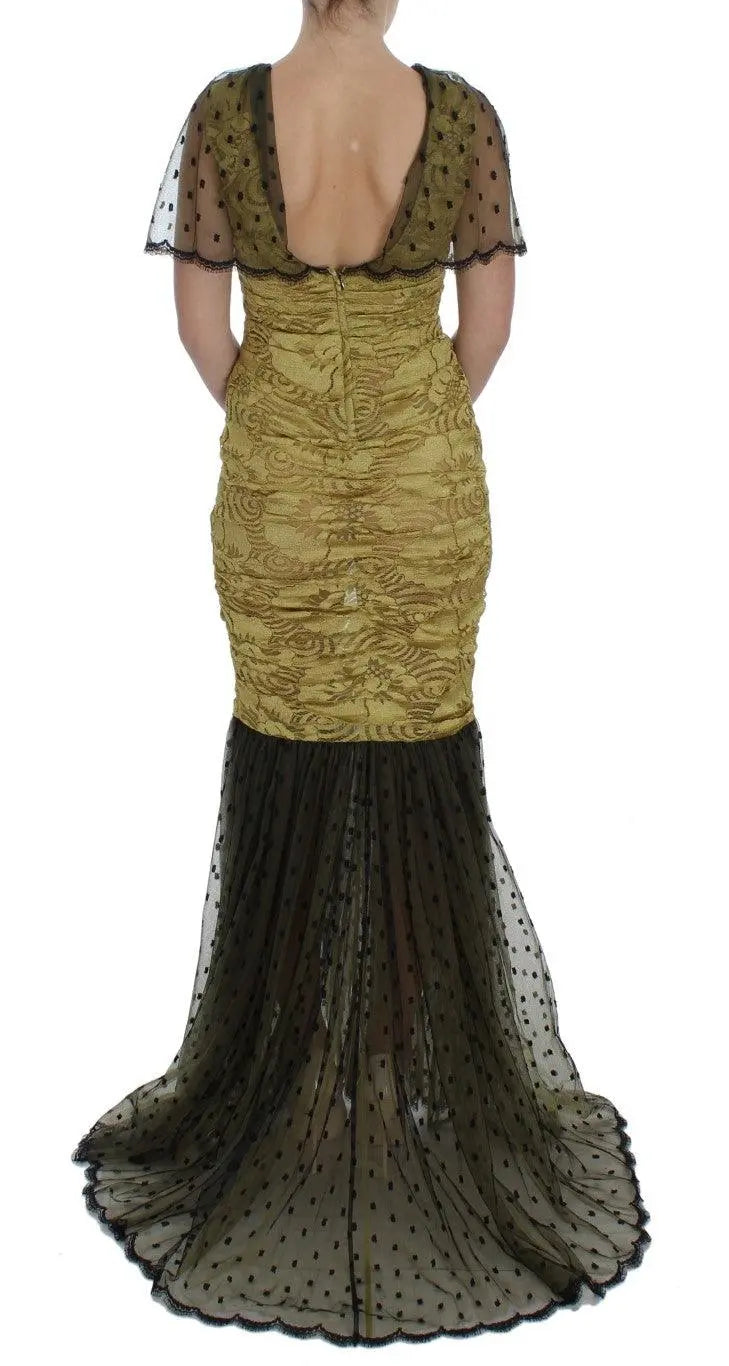 Dolce & Gabbana Yellow Floral Lace Sheath Dress - Arichezz.store